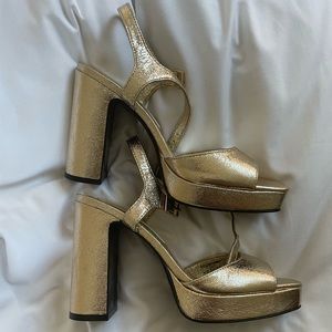 Gold chunky heels